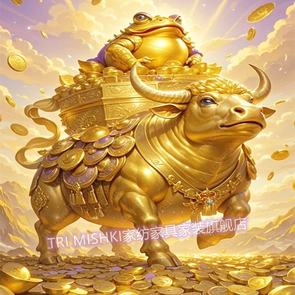 金牛蟾蜍贴纸客厅玄关墙上装饰画财源滚滚来自粘门贴生意兴隆图画