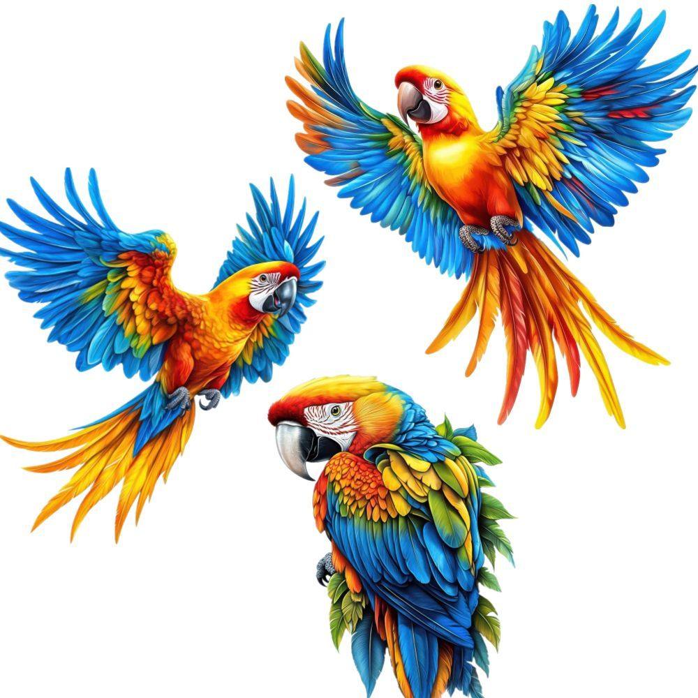 金刚鹦鹉贴纸高清逼真自粘墙贴卧室客厅背景装饰防水贴车小鸟贴画