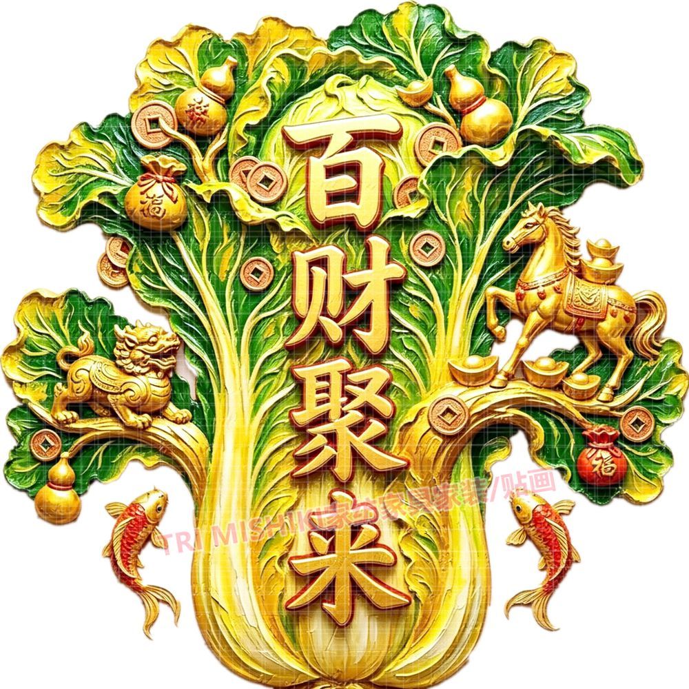 百财聚来贴纸新款暴富招财白菜
