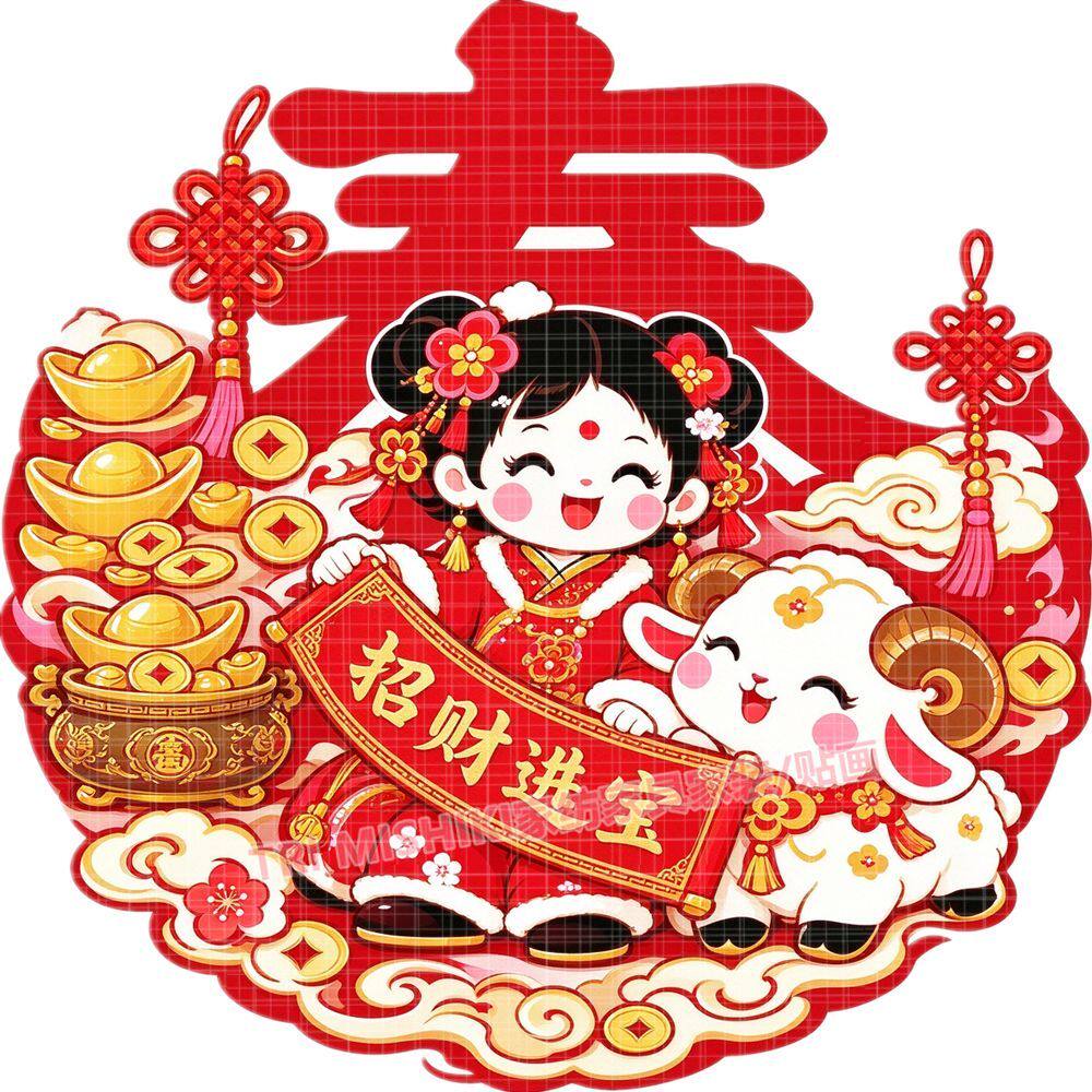 福娃迎春贴纸新款招财进宝吉祥喜
