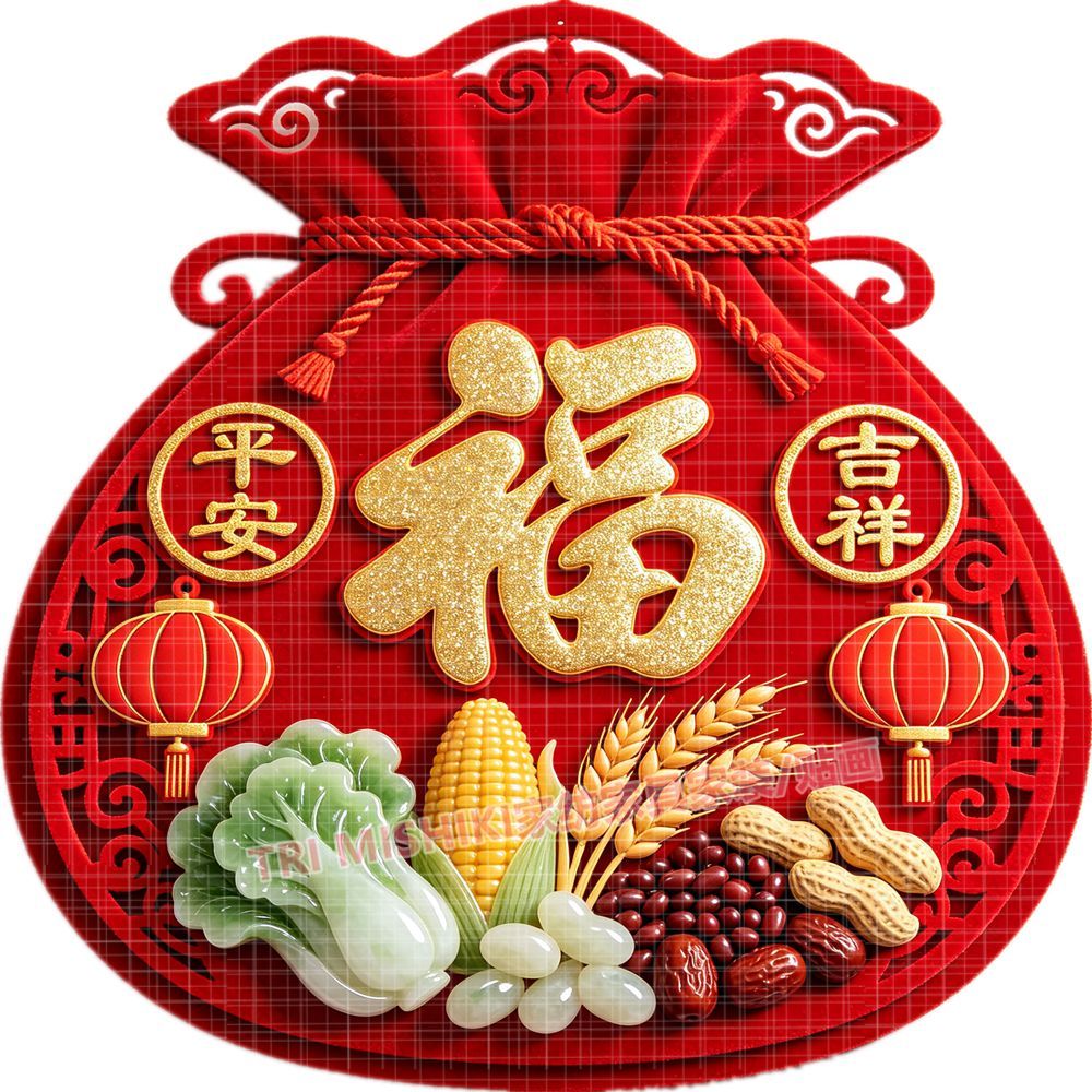 五谷丰登福袋贴纸丰收富裕