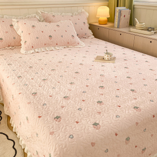 牛奶绒床盖冬季加绒2025新款珊瑚绒加厚榻榻米床单三件套四季通用