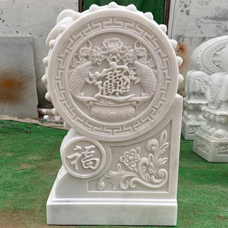 石雕门墩汉白玉抱鼓大理石门鼓一对别墅庭院户外门口摆件厂家供应