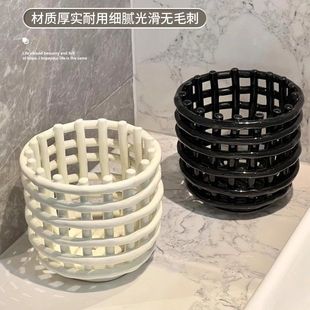 化妆刷收纳筒筐篮桌面梳妆台高颜值高级感梳子眼影刷眉笔桶盒塑料