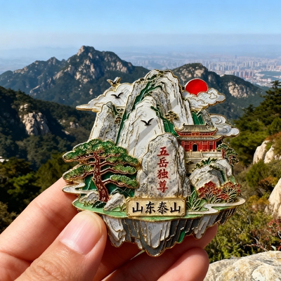 2025新款五岳泰山金属冰箱贴衡山恒山磁贴嵩山磁吸华山纪念品礼物