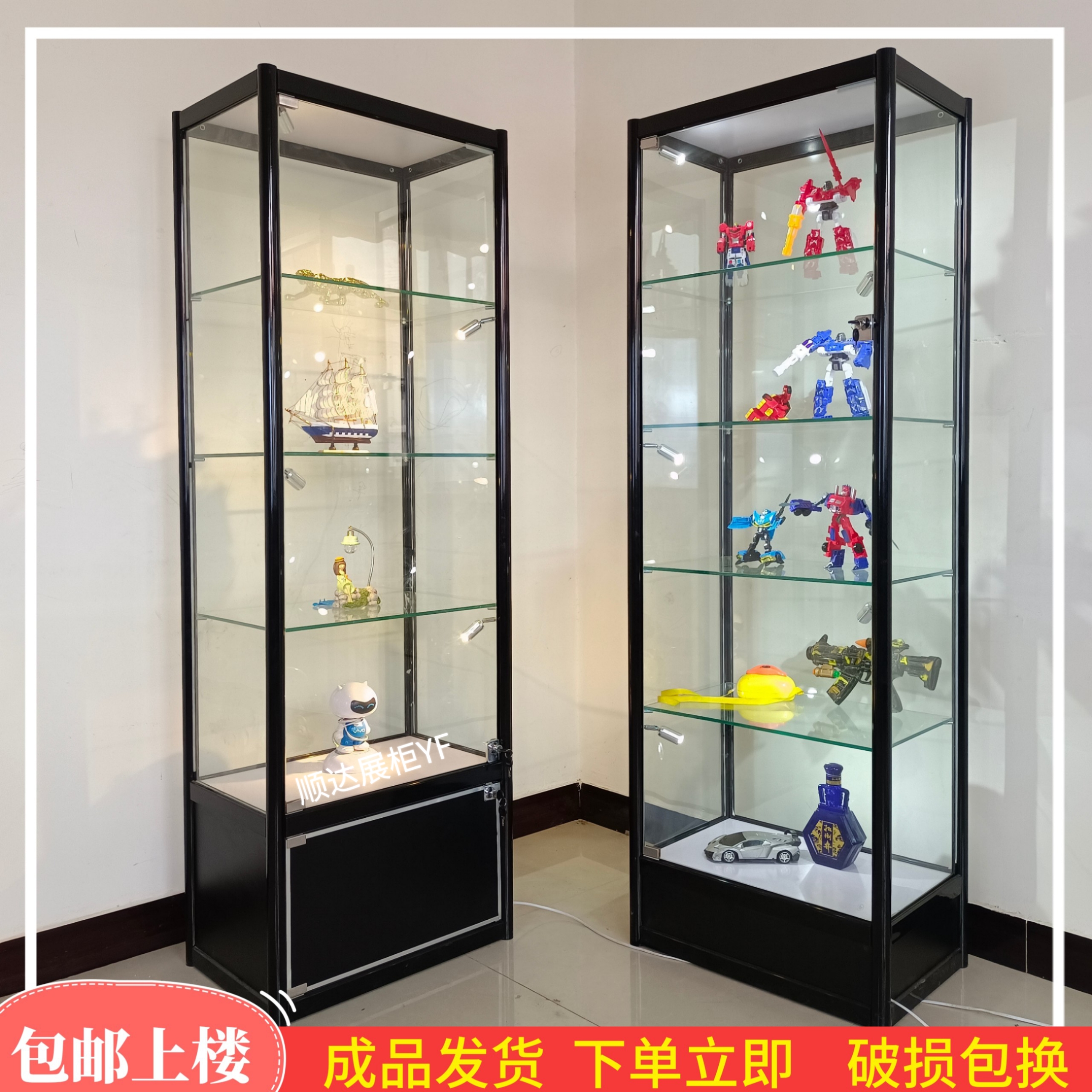 模型展示柜适用玩具展柜家用透明玻璃柜展示架礼品柜带锁