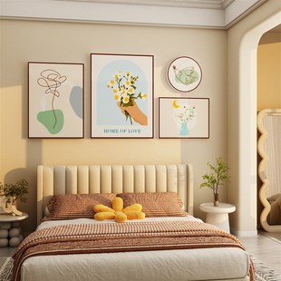 饰房间布置客厅电视机背景墙面奶油风床P头遮丑壁纸贴画自 卧室装