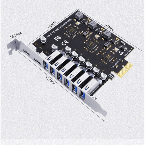 台式机USB3.2扩展卡8口转接卡pci-e转Type C前置19p接口NEC芯片