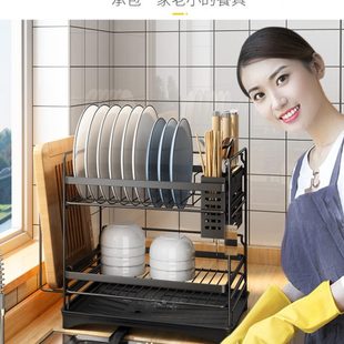 收纳盒层家用碗不锈钢碗柜置物架碗筷碟单碗盘厨房碗架沥水架收纳