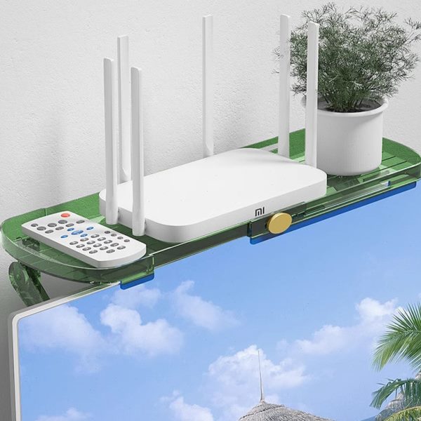 电视上机顶盒置物架子面显示器顶部放路由器收纳盒免打孔托架支架