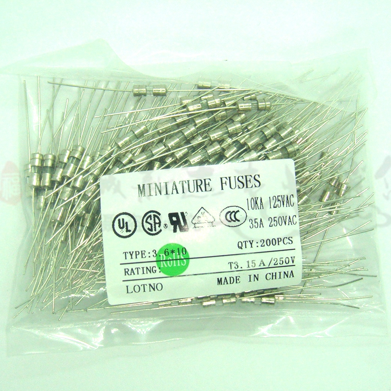 3.6*10mm带引脚250V保险丝管 3*10 1A 2A 3A 4A 5A 6.3A 10A 15A