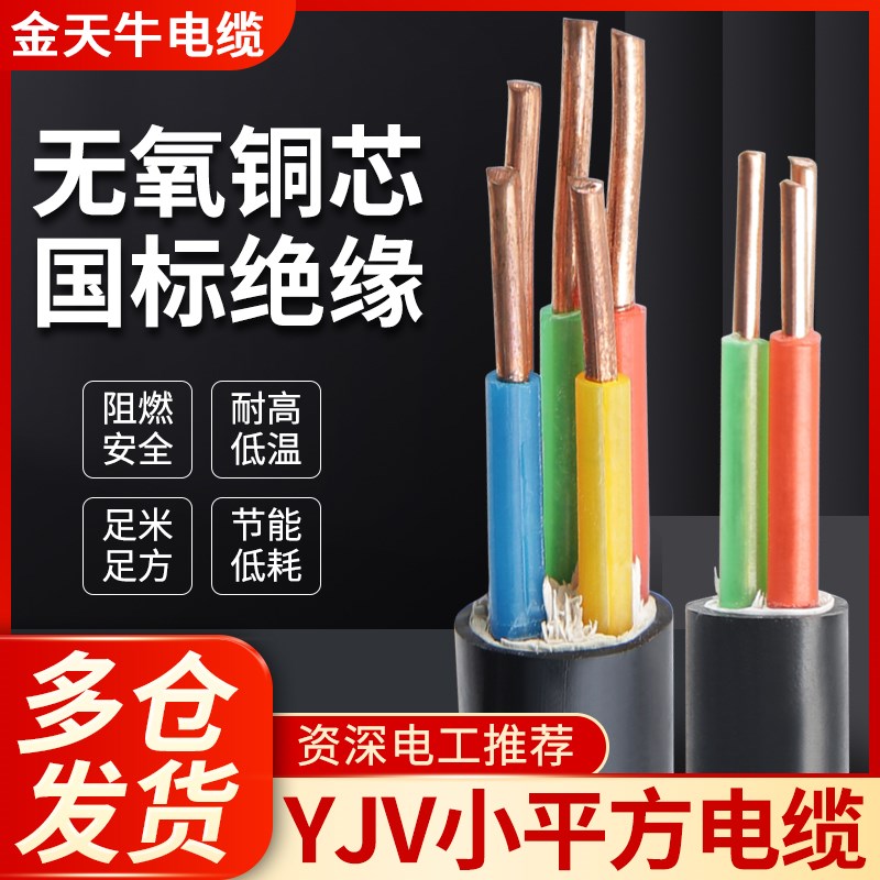 国标YJV铜芯电缆线2.5 r4 6 10平方2/3/4/5芯充电桩三相四电线户
