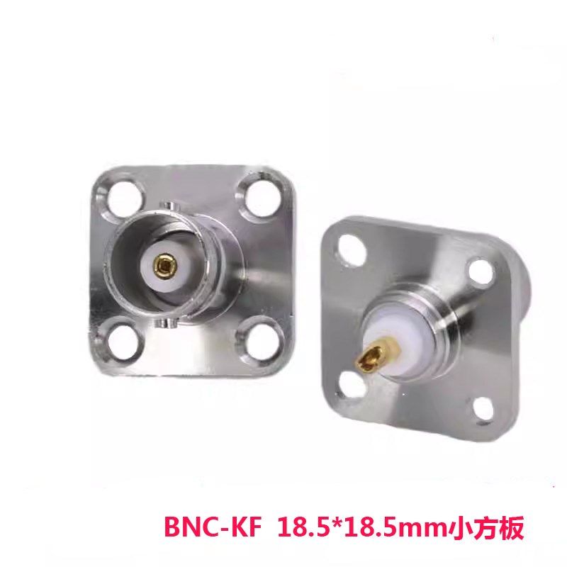 BNC-KF四孔小方板母头铜Q9母座焊接头18.5法兰盘同轴射频线连接器