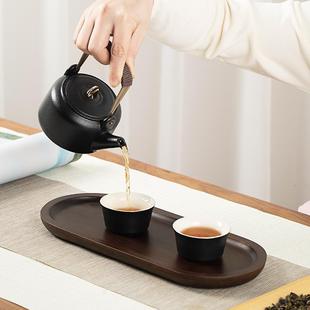 家用陶瓷茶壶功夫茶具过滤单壶 户外围炉煮茶壶黑陶提梁壶简约日式