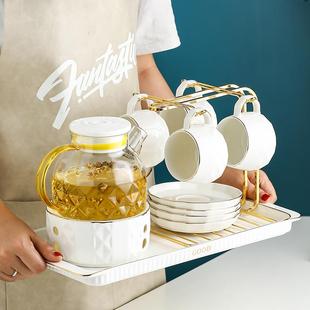 家用北欧水果茶杯茶具加热英式 轻奢花茶壶套装 下午茶杯子耐高温瓷