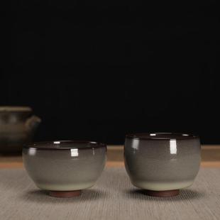 龙泉市青瓷周连福手工哥窑铁胎茶杯陶瓷功夫茶具品茗杯主人杯大号