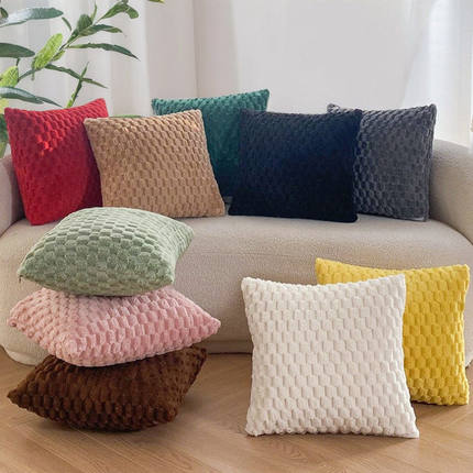 跨境毛绒抱枕雪花绒纯色抱枕套公室沙发腰靠家居装饰床头靠垫