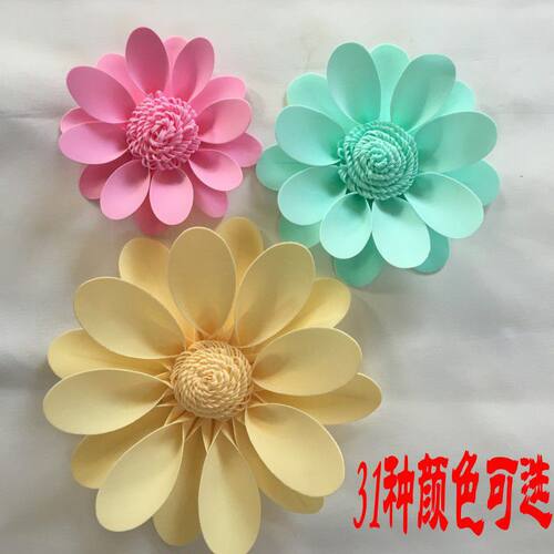 四月天泡沫大玫瑰花婚庆舞台背景花墙橱窗装饰花婚礼路引平底纸花