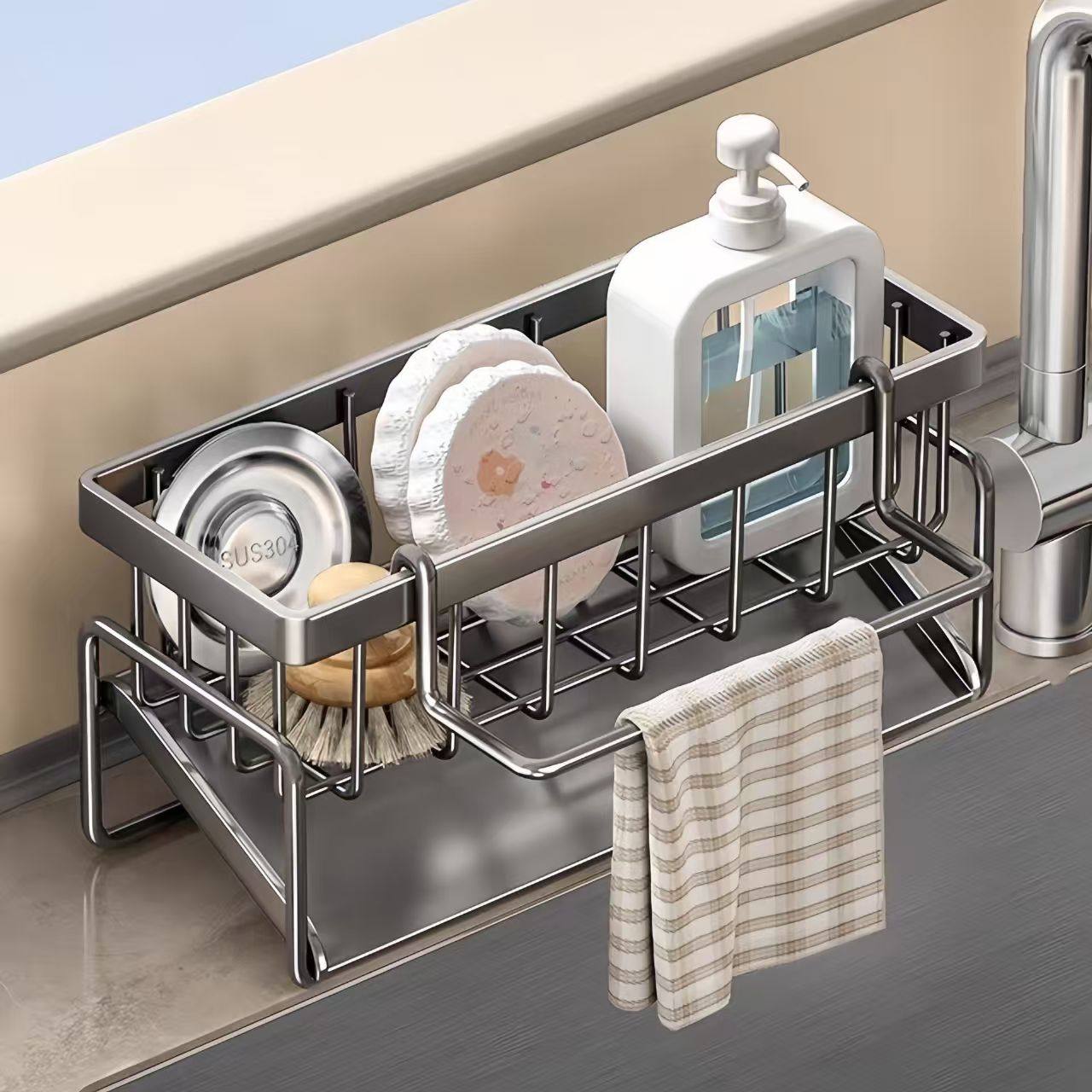 厨房水槽置物架沥水收纳架免安装多功能收纳神器