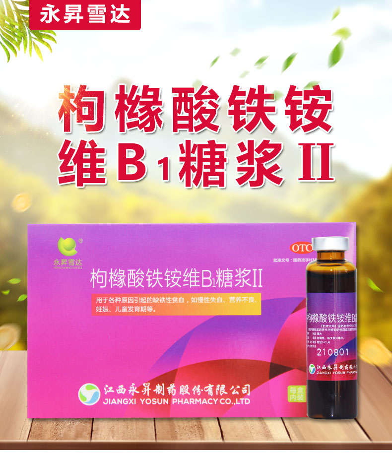 永昇雪达枸橼酸铁铵维b1糖浆ii10ml10支/盒缺铁性贫血营养不良 cy