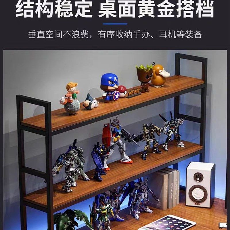 实木桌面书架家用厨房办公置物收纳电脑书架工业风多层储物复古架,住宅家具,书架,淘宝优惠券,粉丝福利购,淘宝优惠卷