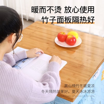 烤火桌子家用正方形取暖桌冬天客厅可H折叠楠竹实木烤火架子可放