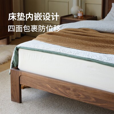 北美黑胡桃实木床1米8双人床1米5排骨架床家用小户型卧室中式复古