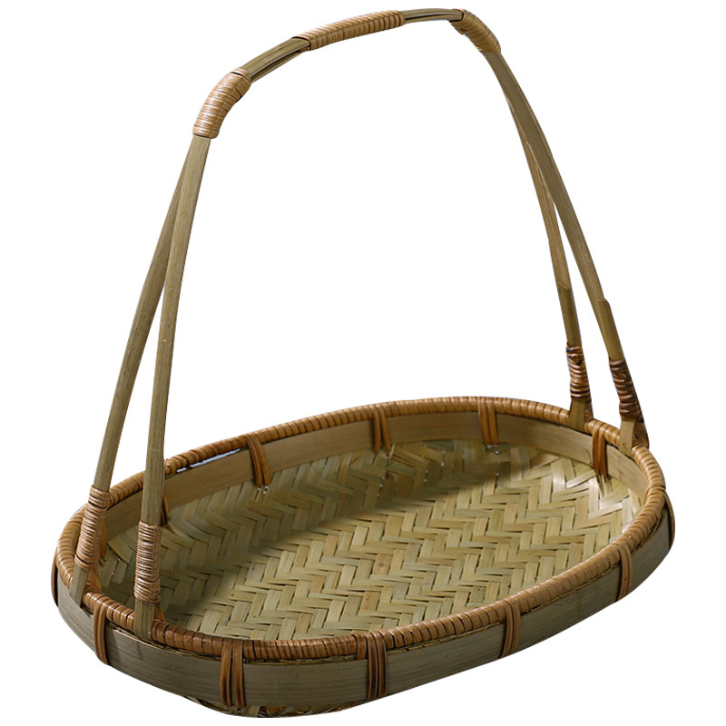 竹编篮子手提篮点心篮桌面小果盘托盘零食糕点篮竹制品水果篮竹篮,特色手工艺,竹编/竹雕,淘宝优惠券,粉丝福利购,淘宝优惠卷