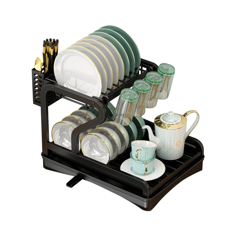 厨房沥水碗架碗筷架碗柜置物架沥碗架沥水架双层架碗碟餐具收纳架