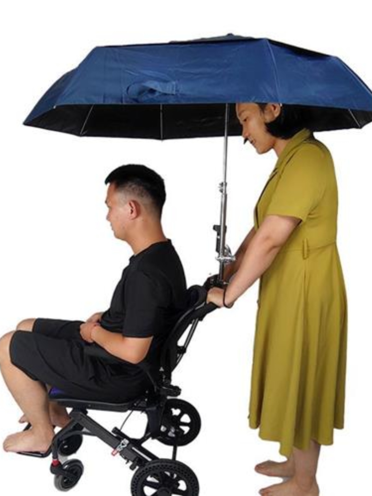 定制手动电动轮椅专用雨伞遮阳防晒雨棚轻便不锈钢双人伞可折叠万