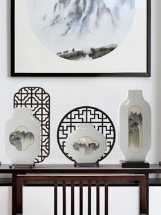 定制新中式 禅意陶瓷插花花器摆件陶瓷花瓶家居客厅玄关样板房桌面