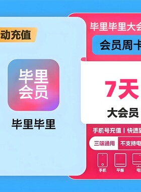 【直充】哔哩哔哩大会员周卡VIP7天30天动漫云视听小电视bilibili