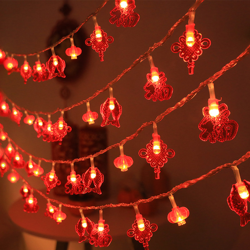 led圣诞节雪花铃铛灯串房间卧室