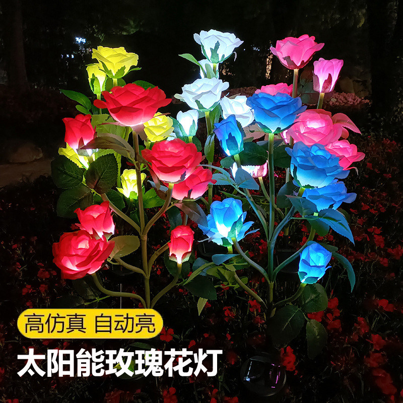 led太阳能玫瑰花灯仿真牡丹灯
