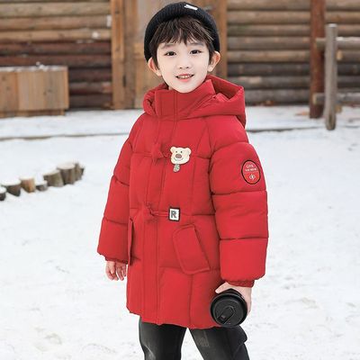男童羽绒棉服2025新款儿童冬装加厚中长款棉衣男孩宝宝棉袄过年服