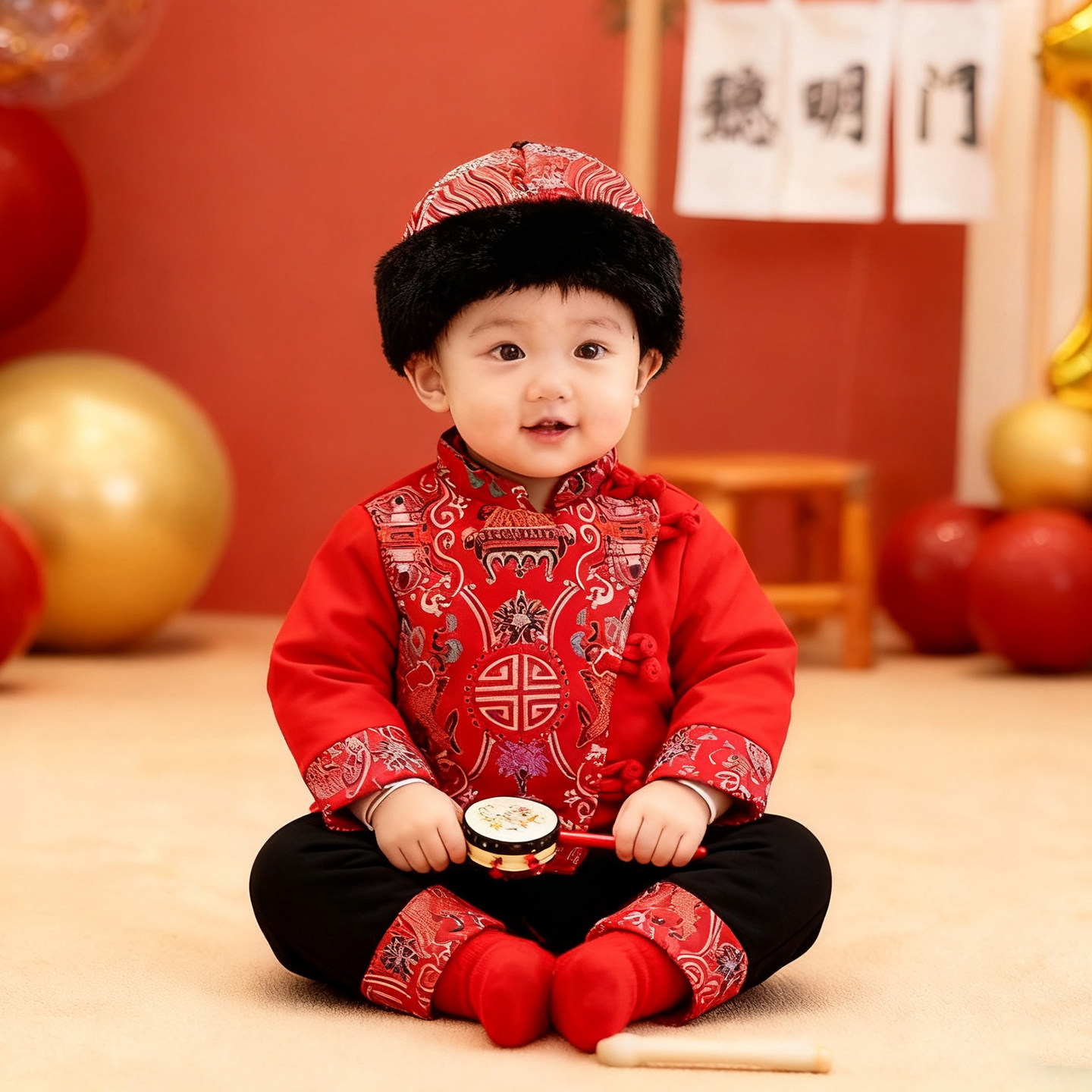 男童拜年服2026新款儿童唐装宝宝抓周岁生日礼服新年套装过年衣服