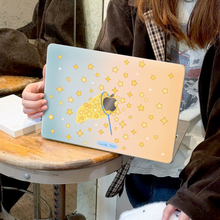 ins卡通星星人适用苹果华为电脑macbook15保护壳mac笔记本电脑2025新款M2pro15寸macbookair13膜M3轻薄冰晶壳
