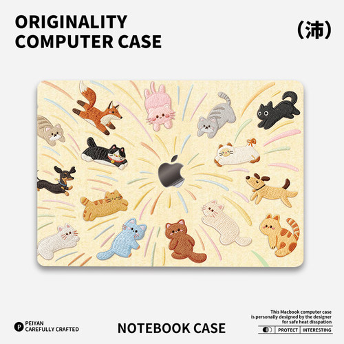 ins刺绣猫咪适用于苹果华为电脑macbook15保护壳mac笔记本电脑2025新款M2pro15寸macbookair13膜M3轻薄冰晶壳