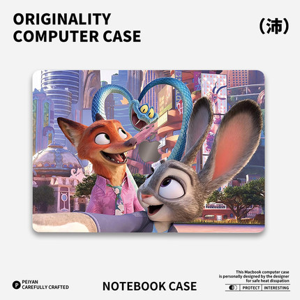 疯狂动物城适用苹果华为电脑macbook15卡通周边保护壳mac笔记本电脑2025款M2pro15寸macbookair13膜M3轻薄壳