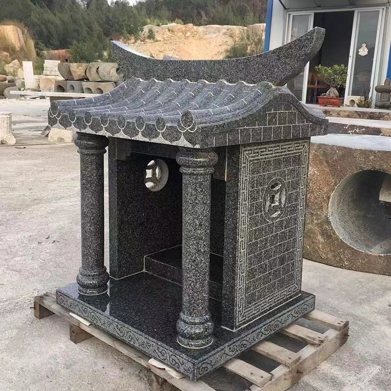 石雕土地庙房子户外石头庙山神庙石雕