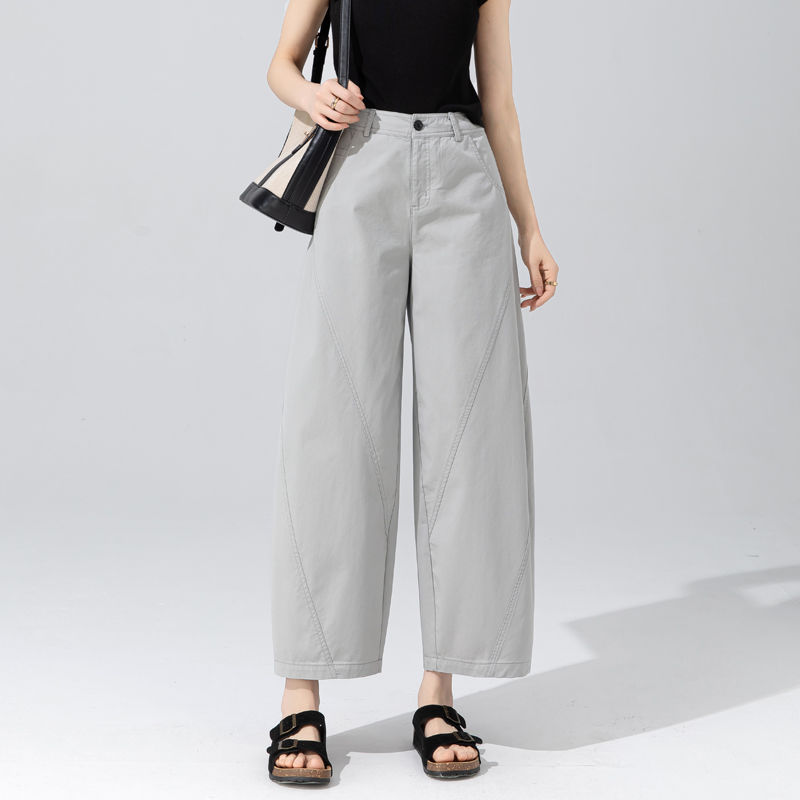 女式高端品牌灯笼裤2025秋冬百搭浅灰色宽松高级感裤子九分哈伦裤