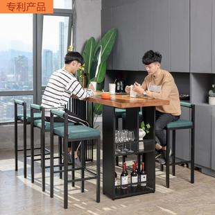 客厅隔断实木吧台桌家用厨房餐厅酒吧桌椅组合简约现代靠墙高脚桌