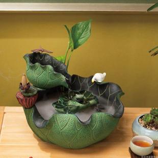 流水摆件鱼池新中式办公室桌面阳台装饰客厅茶桌水景摆设创意玄关