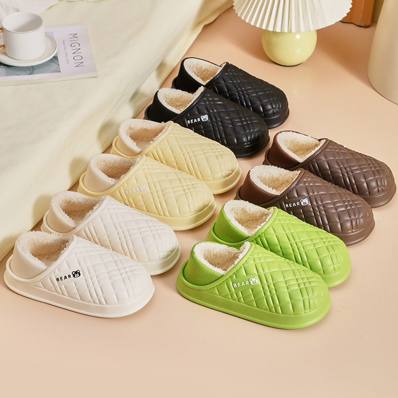 新款踩屎感包跟棉拖鞋女时尚秋冬季毛绒情侣居家保暖加绒棉拖鞋男
