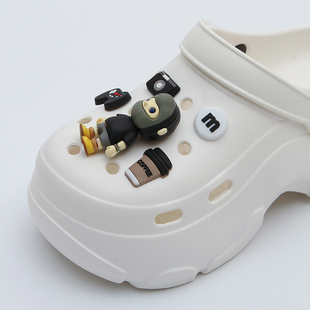 男 透气护士厚底包头半拖鞋 卡通可爱忍者高跟洞洞鞋 女网红防滑夏季