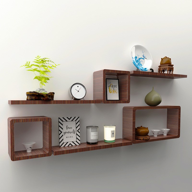 86M0挂墙小博古架子茶柜实y木茶壶茶杯架杯托摆件展柜茶具收纳架