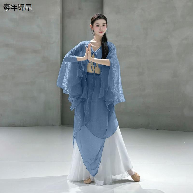 古典舞服仙气飘逸中国舞喇叭袖身韵纱衣宽松纱裤中国古风演出服装