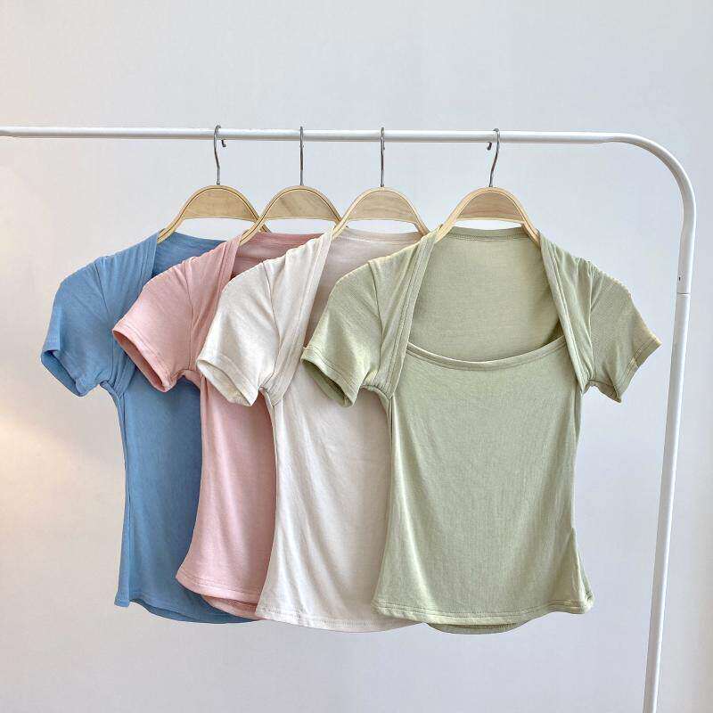 t恤短袖芭蕾风现代古典民族瑜伽舞蹈练功服假两件上衣女打底衫夏