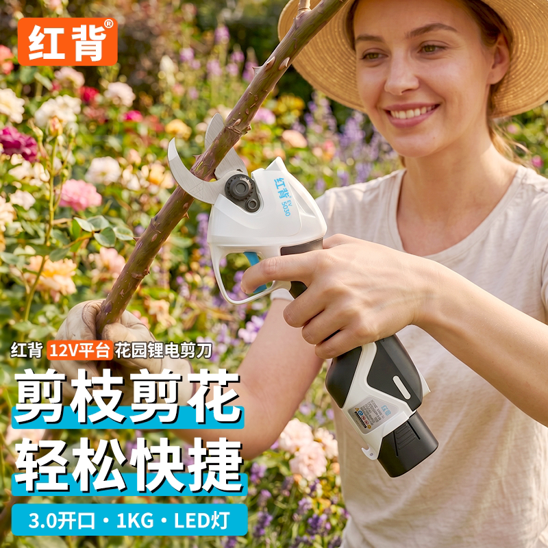 红背锂电剪刀电动修枝剪高枝修剪