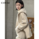 COVERINS 环保仿羊羔绒连帽外套女宽松 赵今麦同款 2025冬新款